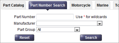 Part Number Search tab