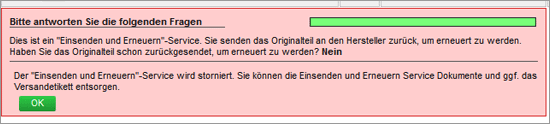 Beispiel eines abgeschlossenen Stornierungsvorgangs