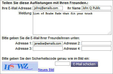 den Einkaufswagen per E-Mail teilen