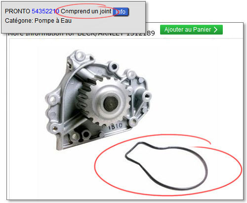 listing d'exemple avec joint d'tanchit inclus